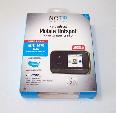 Net10 Mobile Hotspot ZTE Z289L Wireless 4G LTE 500MB Internet Connection