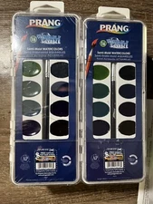 Prang Watercolor Oval Paints 16 Asst Colors w/Brush Each Washable LOT Of 12