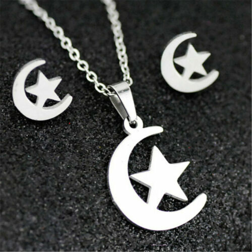 Edelstahl Damen Silber Schmuck Set Anhänger Ohrringe Halskette Charm Geschenk - Bild 24 von 39