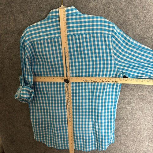 Robert Graham Button Down Shirt Men's XL Blue Check Roll Tab Sleeve Tailored Fit - Picture 8 of 14