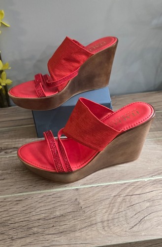 764 Italian Shoemakers Women's Tangerine Wedge Sandals Size 8.5 - Picture 2 of 10