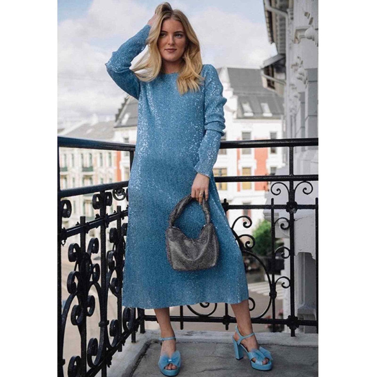 NWT Stine Goya Celsia sequin-design midi dress Hydrangea | eBay