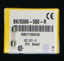 S506-500-R Cooper Bussman FUSE GLASS 500MA 250VAC 5X20MM 10 PIECES