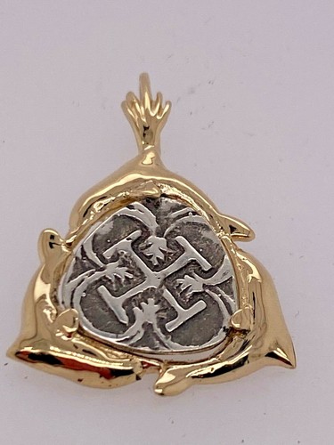 ATOCHA Coin Pendant Triple Dolphin 14K Gold Sunken Treasure Shipwreck Jewelry - Picture 5 of 7