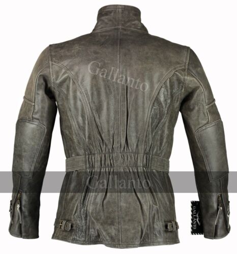 Chaqueta de motociclista de cuero larga Eddie 3/4 para hombre - elegante y protectora - Imagen 11 de 17