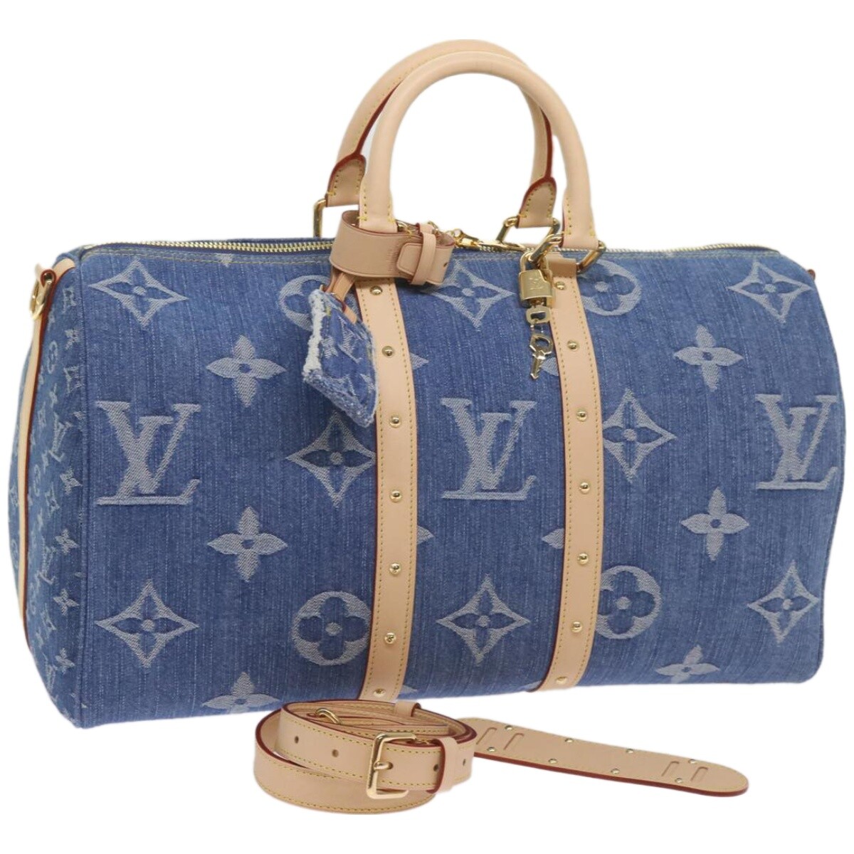 LOUIS VUITTON Monogram Denim Keepall Bandouliere 45 Bag M24315 LV 