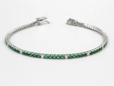 Men's Green and White CZ Luxury Tennis Bracelet Gift Idea New TOP