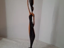 Hand Carved Ebony Water Carrier Statuette 18 1/2" Tall, 3" At Base Pre-owned