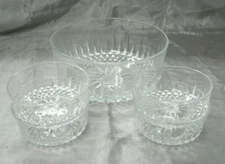 Vtg Arcoroc Durand DIAMANT 5 pc Set Salad Serving Bowl & 4 Individual Bowls EC