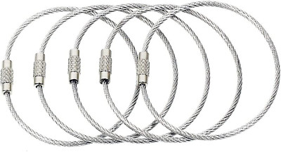 5X Pure Stainless Steel String Wire Loop for Luggage Tags Keychain Wire Ring Cab