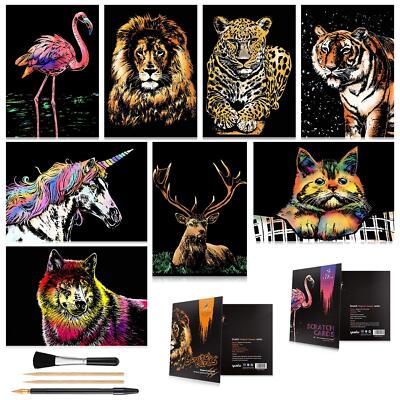 Scratch Art for Kids & Adults Rainbow Engraving Painting Landscape Scratchboa...