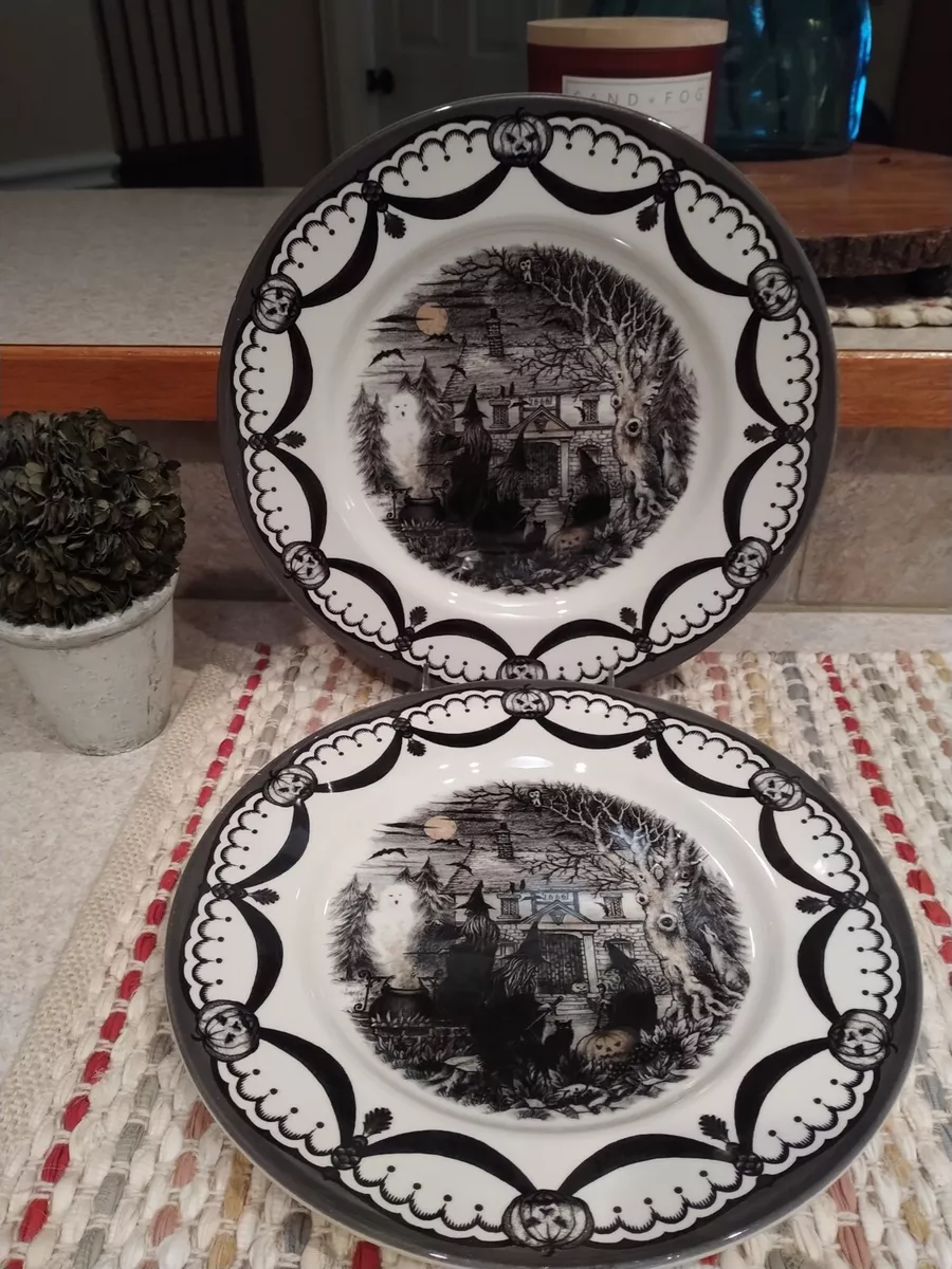 Halloween Melamine 4 Section Plates Divided Dish Trays Set of 2 Craft Trays  