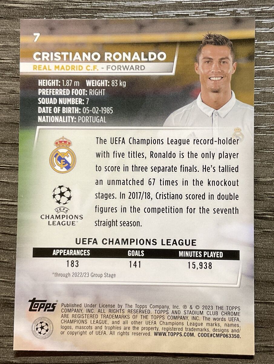 2022-23 Topps Stadium Club Chrome UEFA Soccer Cristiano 2022-23 Topps Stadium Club Chrome UEFA Soccer Cristiano