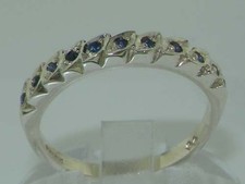 Genuine Solid Sterling Silver Natural Sapphire Eternity Ring