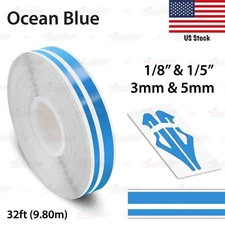 1/8" & 1/5" STRIPE Car Motorcycle Truck Twin Line TAPE Vinyl Sticker OCEAN BLUE
