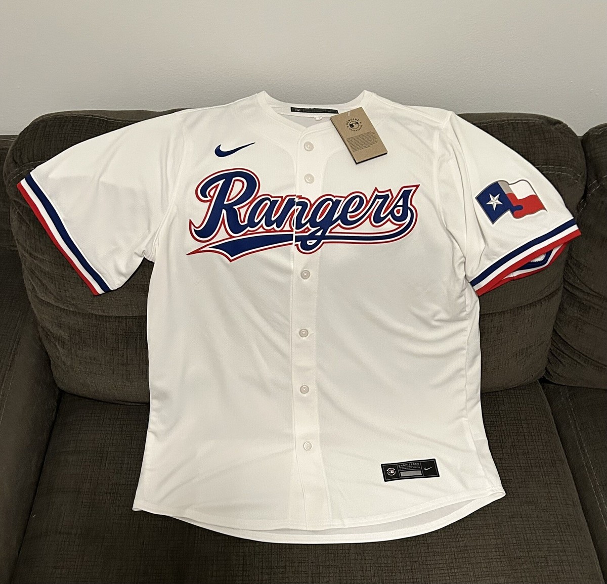 Nike Authentic Texas Rangers MLB Baseball White Jersey Men's Sz