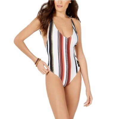 Volcom Earn UR Stripes Racerback One-Piece Swimsuit, Size XS