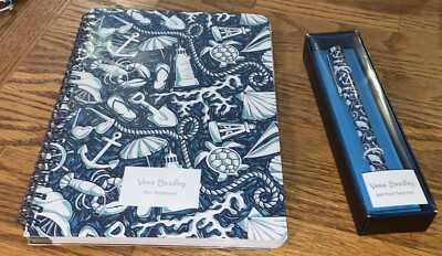 2022 Vera Bradley Mini Notebook & Ball Point Pen Set, Shore Enough, NWT