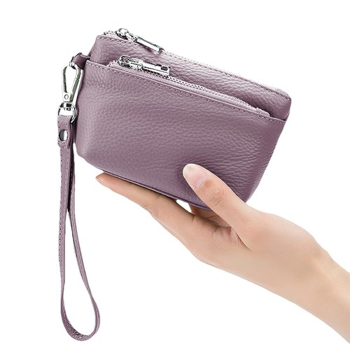 Soft Real Leather Coin Purse for Women Wristlet Mini Pouch Wallet w/ Strap Gifts - Picture 32 of 42