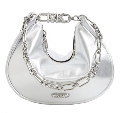 Michael Kors Women's Bag Crossbody Kendall SM Bracelet Pouchette Silver New