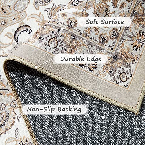 Area Rug Living Room Rugs: 8x10 Large Machine Washable Non Slip 8'x10' Beige - Picture 5 of 6