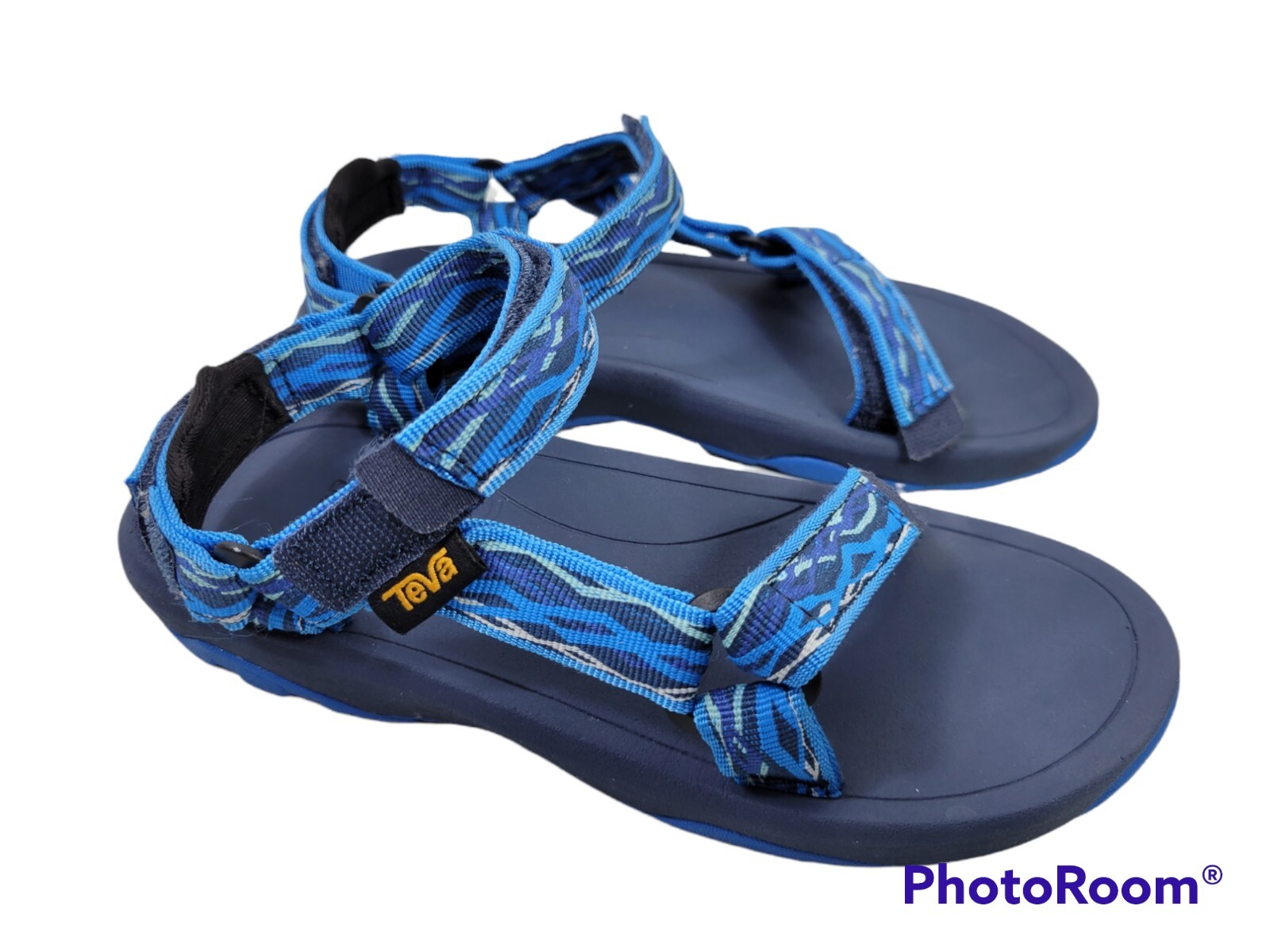 Teva Big Kids Hurricane Hiking Water Sandals Size 3 Youth Blue Hook u0026 Loop  | eBay