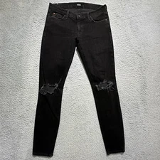 HUDSON WOMENS KRISTA SUPER SKINNY JEANS BLACK STRETCH SZ 27 DISTRESSED