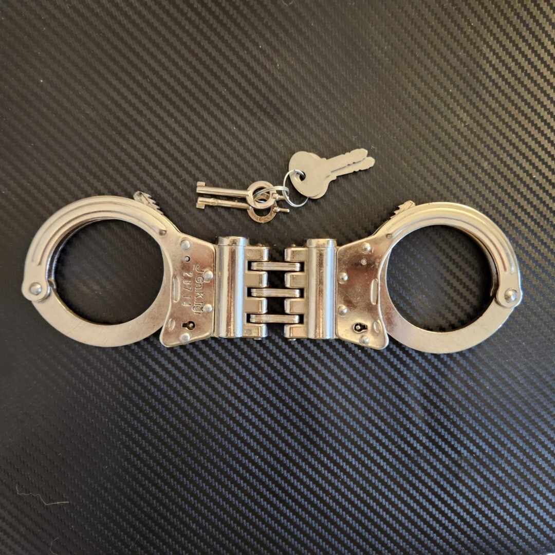High Security Professional Handcuffs, New with 4 Keys and 4 Locked, Rare Item