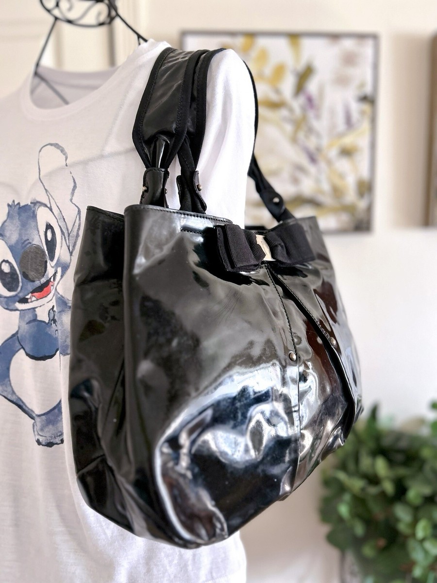 Salvatore Ferragamo Black Patent Leather Miss Vara Selene