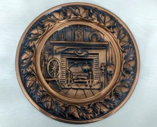 Vintage Coopercraft Guild Art, 10.5" Copper Plate-Fire Place-Wall Hanging Decor