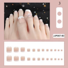 24PCS Artificial French Nails Tips Art False Foot Manicure Toenail Full Cover