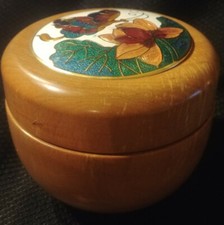 Spalted Maple Bowl w Lid Hand Turned Trinket Box Butterfly Signed Jim Ferry 1997