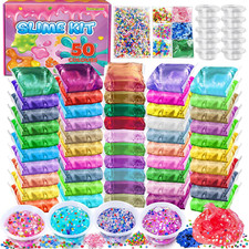 DIY Slime Kit - 50 Pack Crystal Clear Slime with Add-Ins for Kids 3-12