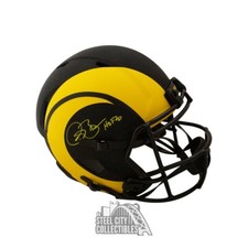 Isaac Bruce HOF 20 Autographed Rams Eclipse Replica F/S Helmet BAS (Yellow Ink)