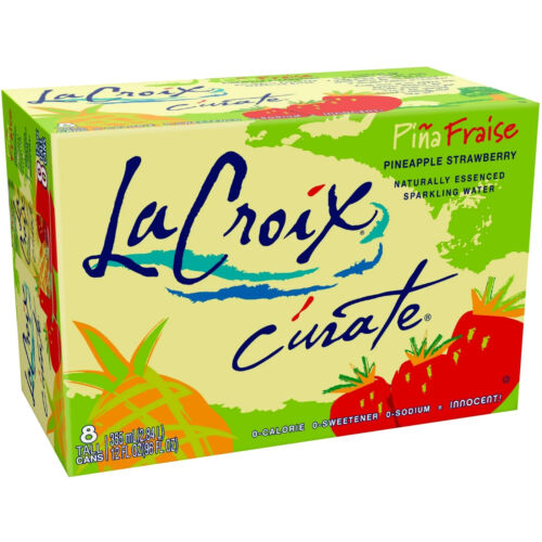 LaCroix Sparkling Water Curate Pineapple Strawberry Drink 0 Cal 8 Cans 12 fl oz