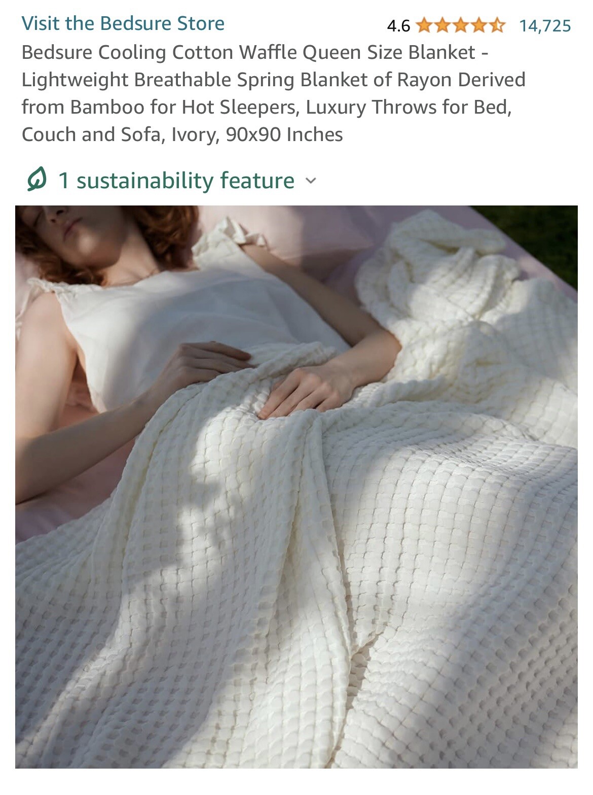 Bedsure Get Cozy Cooling Cotton Waffle Blanket Throw 90 x 90 BEIGE Comfy Bedroom