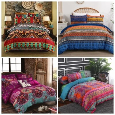 Boho Duvet Quilt Cover Set with Pillowcases Bedding Set Single Double King Size