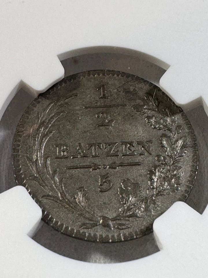 1811 Swiss Canton Freiburg 1/2 Batzen Graded MS 64 by NGC - Image 3 of 4