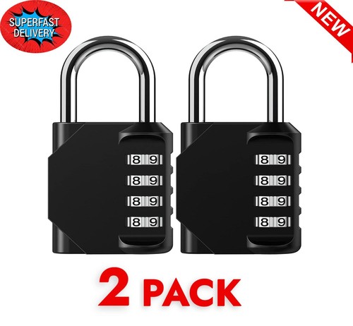 4 Digit Combination Padlock Outdoor, Waterproof 2 pack 1.3 Inch Black Lock New