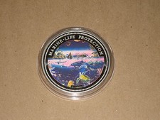 1994 PALAU 5 oz ounce KM#7 $20 MARINE LIFE PROTECTION color silver coin mermaid