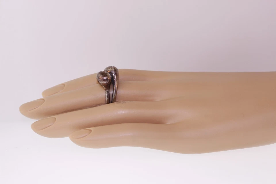 Anello Scultoreo A Due Palline In Argento Sterling Di 18,6 Mm - Immagine 3 di 4