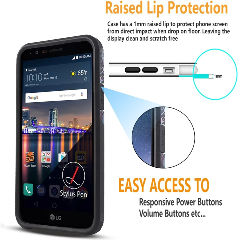 For LG Stylo 3 Case Full Body Phone Cover Shockproof + Tempered Glass Protector - Image 3 of 4