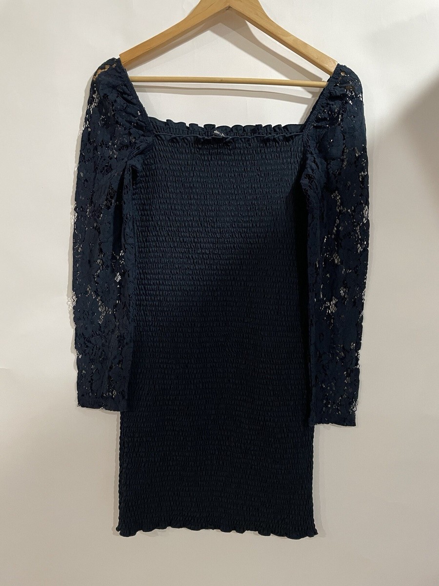 abercrombie fitch XS Navy Blue Dress Lace Long Sleeve 100% Polyester | eBay