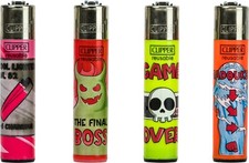 CLIPPER Classic Reusable Lighter - Set of 4 - "VIDEOGAMES 1" - NEW - CL132