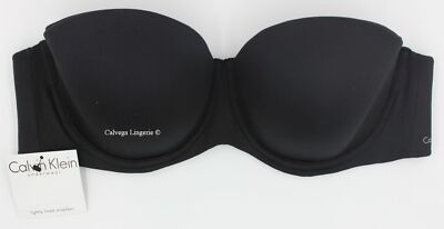 NWT Calvin Klein QP1429 / QF5528 ''Constant'' Strapless, T-Shirt Padded Bra Black