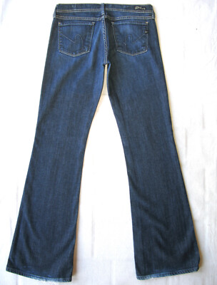 Citizens of Humanity Ingrid Low Flare Jeans Wm Sz 29 Blue Distressed+Stretch L33