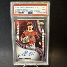 2023 Topps Chrome Black Corbin Carroll Auto Red /5 Super Futures RC PSA 9 Dbacks
