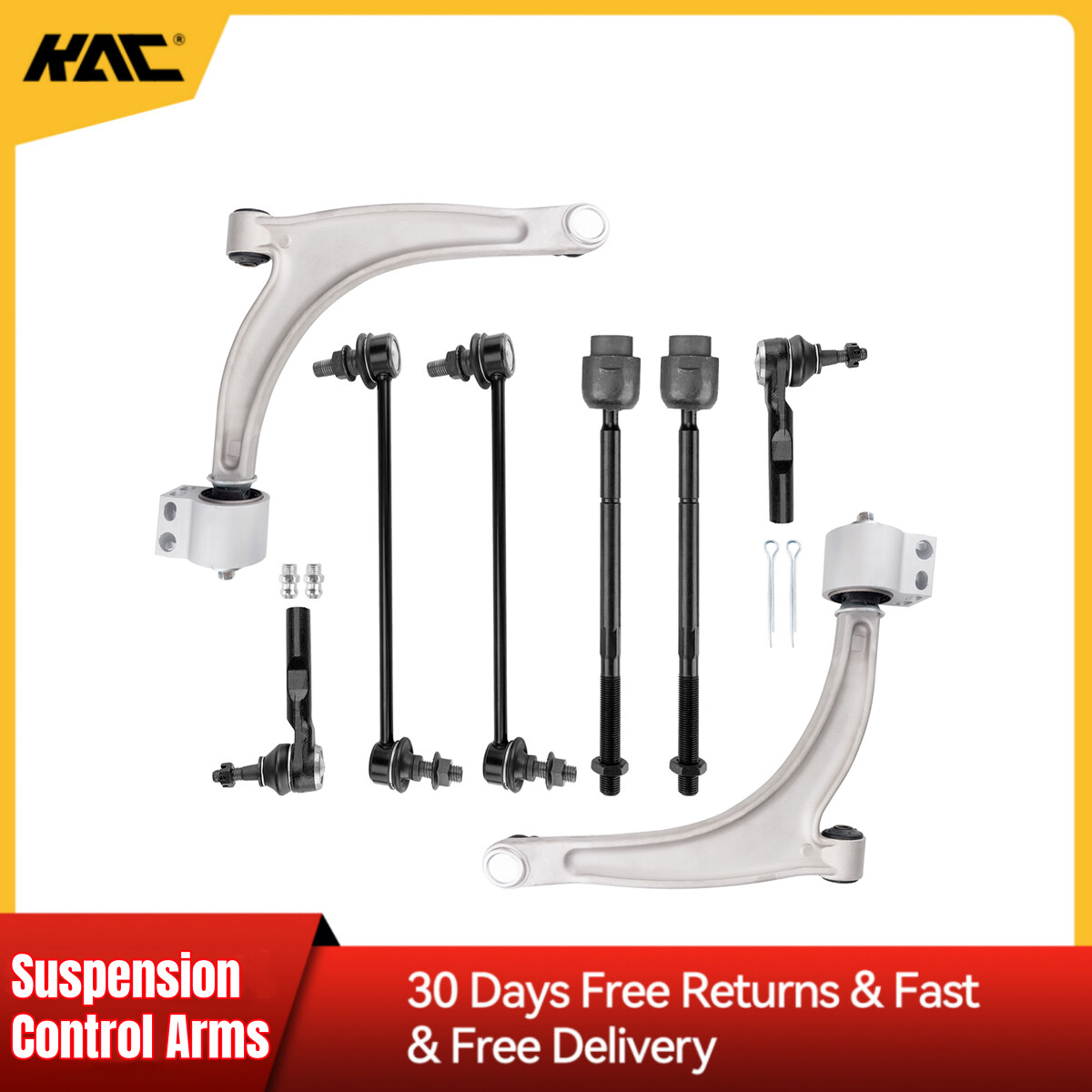 2004-2012 Chevy Malibu Front Suspension Kit - 8pc Control Arms Sway Bars Tie Rods