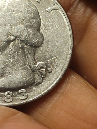 1983 d washington quarter Error Missing Letters, Double Struck, D Over P - Picture 7 of 8