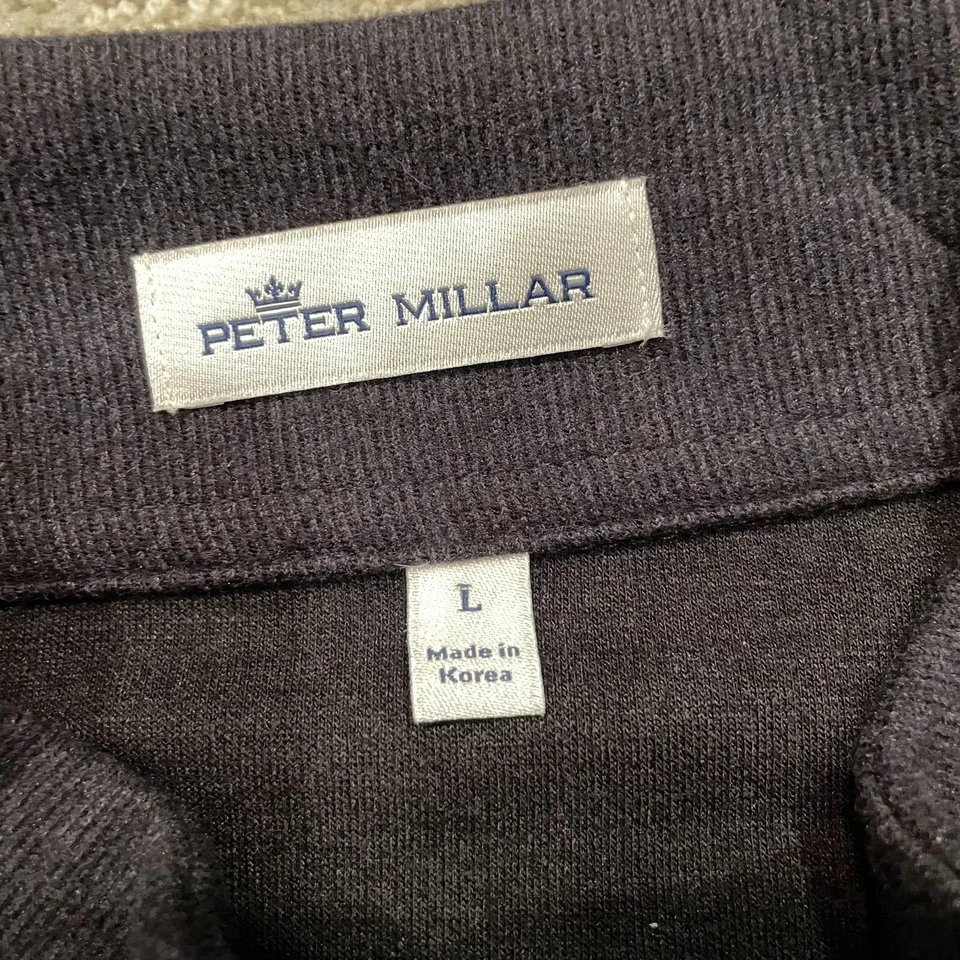 Peter Millar Vest Men Large Black Full Zip Knit Golf Cotton Blend Preppy Sweater - Image 3 of 4